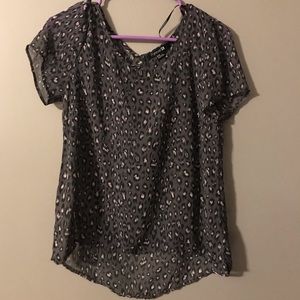 Animal print sheer blouse
